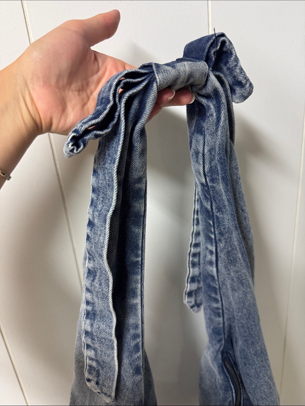 Washed Blue Denim Shoulder Hobo Bag - Picture 2 of 5